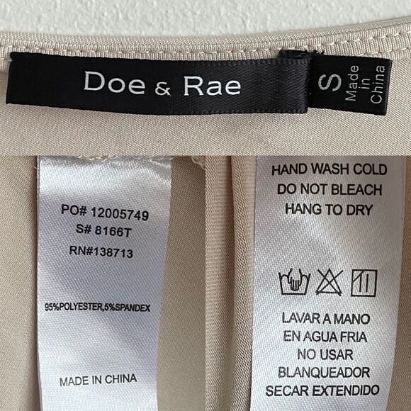 DOE & RAE Champagne Long Sleeve Faux Wrap Blouse S - Picture 3 of 3